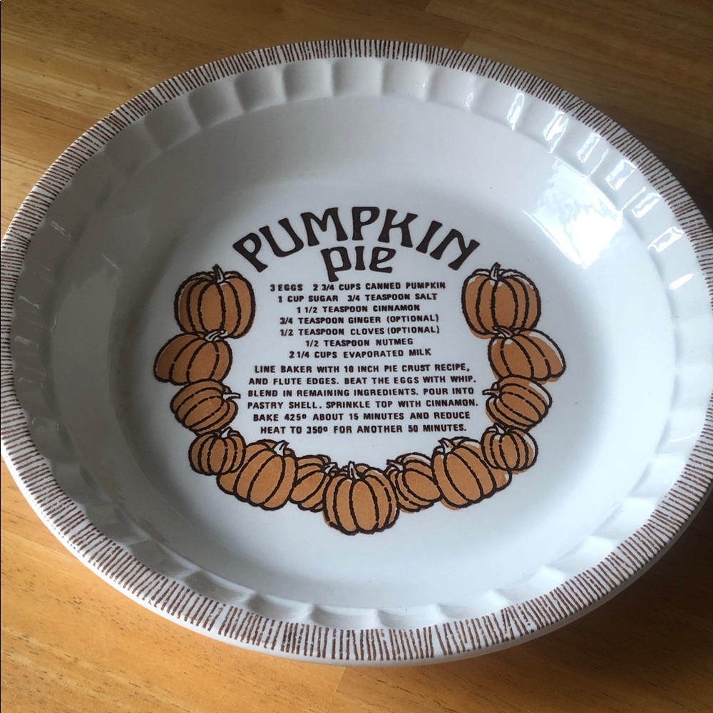 Charming VTG rare Pumpkin Pie Ceramic recipe Dish